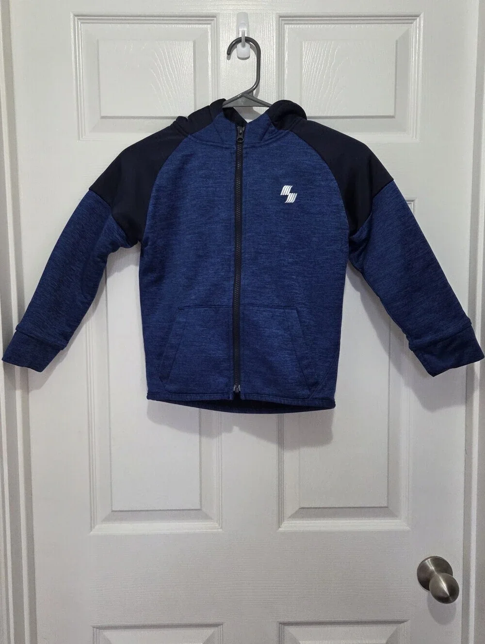 Children's Place Boys Colorblock Sherpa Performance Zip Up Hoodie Blue Size 5/6